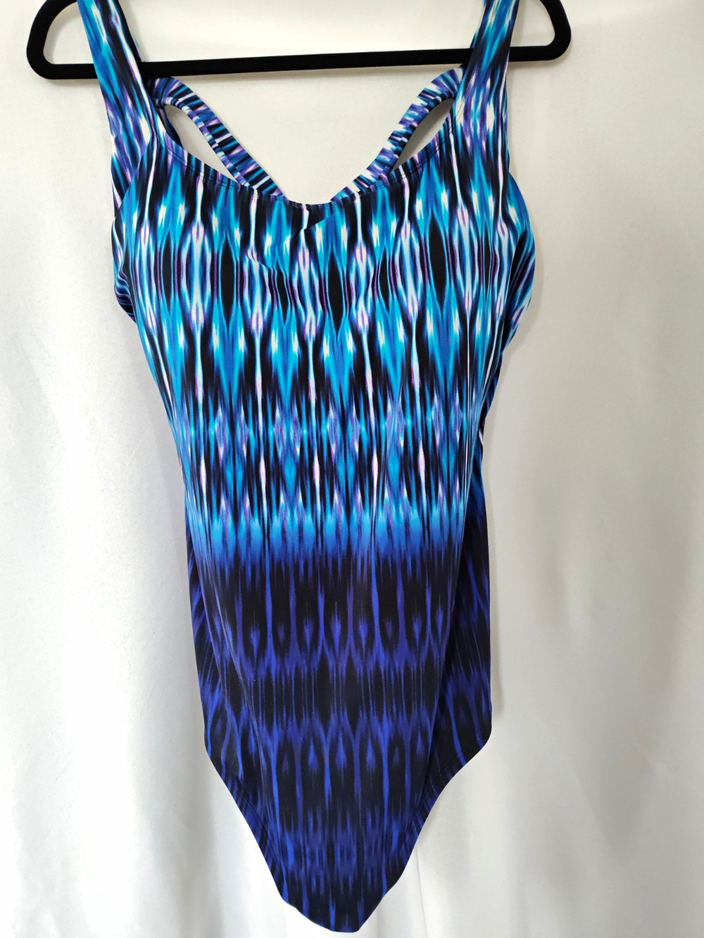 Robby Len Abstract One Piece Swimsuit Plus Size 22W Blue Purple Black White